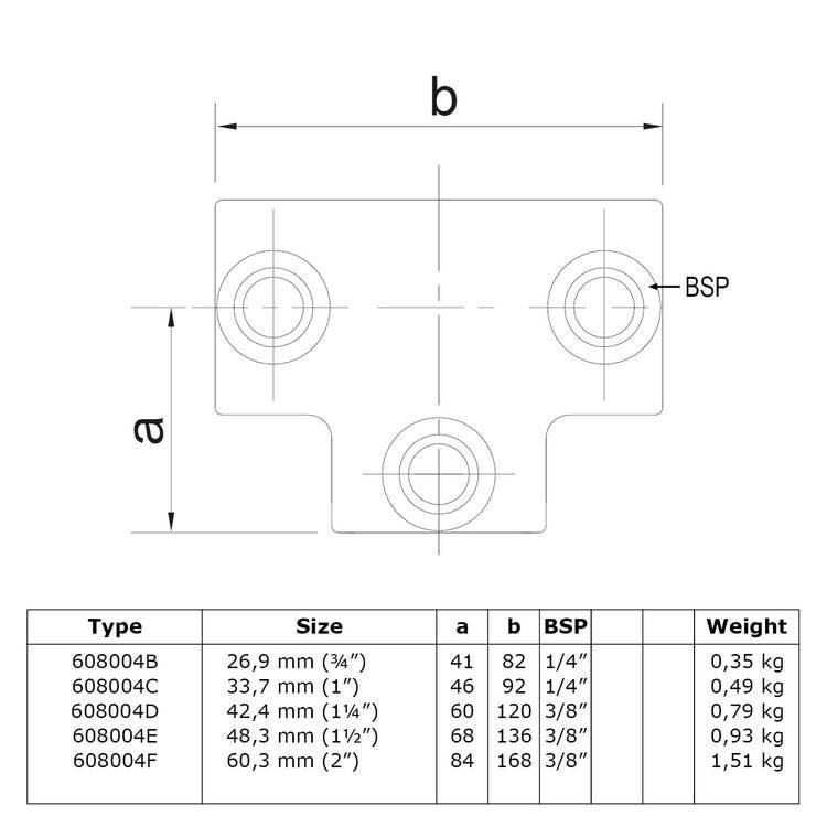 Buiskoppeling Lang T-stuk-E / 48,3 mm